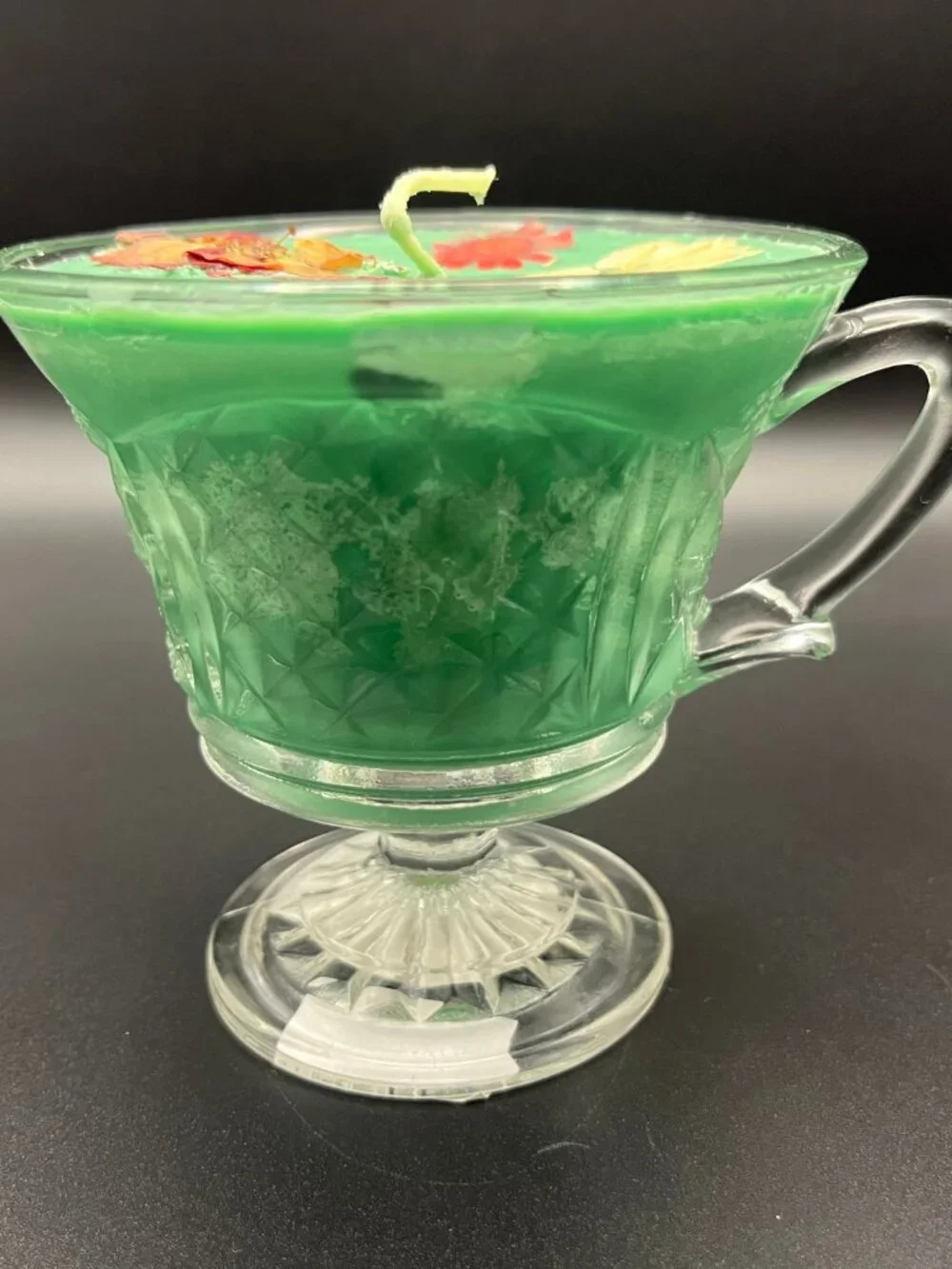 Pressed Botanical Glass Teacup Candle Emerald Meadow